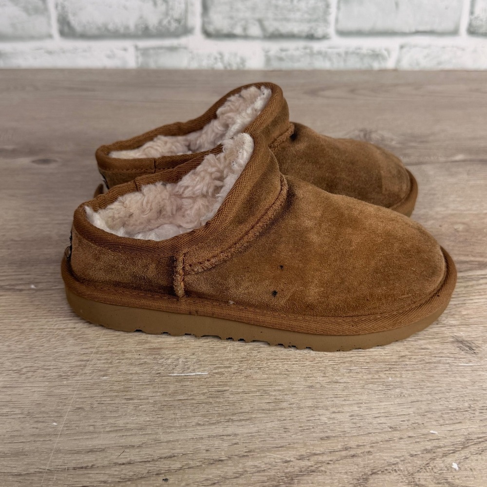 UGG Tasman Suede Shearling Slippers Chestnut Girls 13
